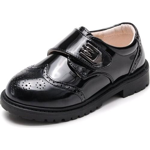 Kids shoes Boys black leather shoes single shoes children British style baby elementary school flower girl boy show shoes