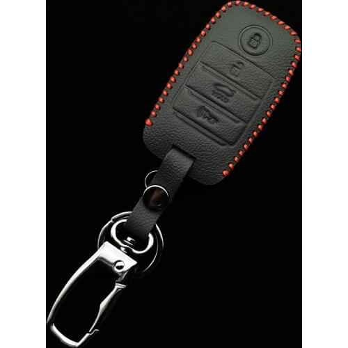 For Kia Sorento/Rio/Rio5/Optima/K5/K4/KX3 4 Buttons Keyless Entry Smart Stylish Genuine Leather Key Case Cover Car Styling