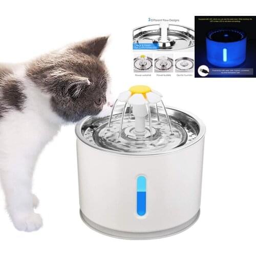 Cat Water Fountain LED Electric Mute Water Feeder Carbon Filter Dispenser For Cat Dog Pet Drinking Bowl Cat Fountain Accessories