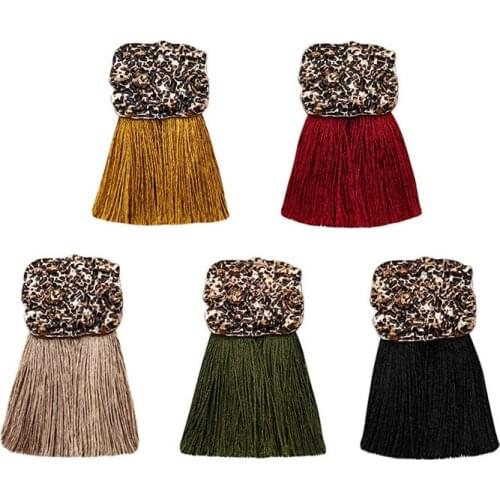 JOUVAL New Women Bohemian Statement Tassel Fringe Earrings Square Drop Earring Female Dangle Eardrop Brincos Fashion Jewelry