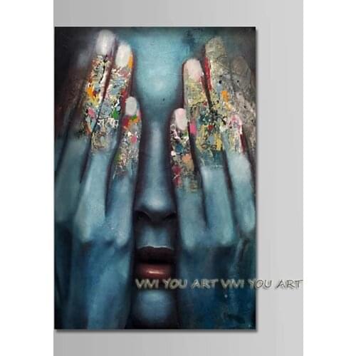 Painting Hand painted Figure Oil Painting on Canvas Modern Abstract women Face Portrait Wall Painting for Living Room home Decor