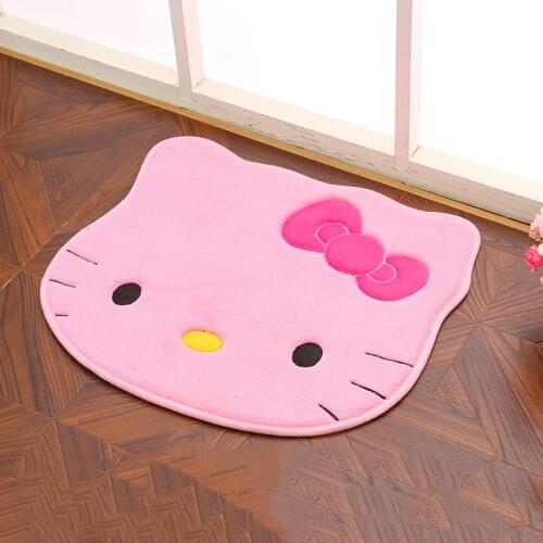 Kawaii Kitty Bathroom Rug Set Suede Bath Mats Anti Slip Water Absorption Washable KT Cat Cute Rugs Small Bathroom Set Carpet