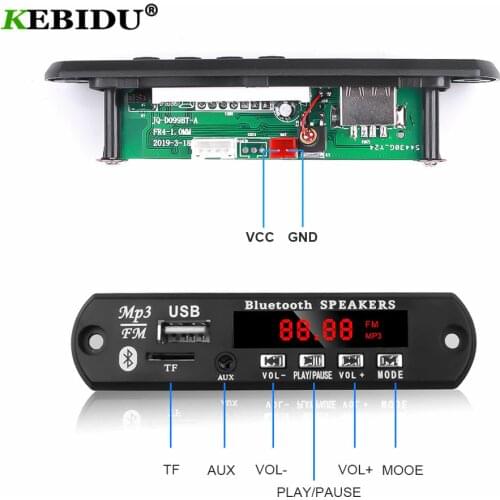 KEBIDU Bluetooth 5.0 MP3 Decoder Board WMA WAV FLAC APE Color Screen Mp3 Player USB TF FM Radio Module with Call Recording