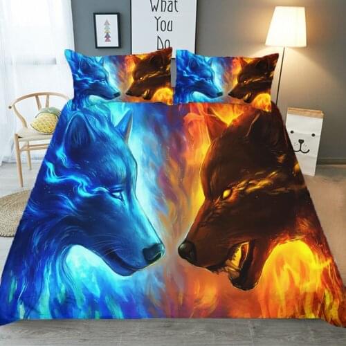 Bedding Set 3D Printed Duvet Cover Bed Set Ice fire wolf Home Textiles for Adults Bedclothes with Pillowcase #BHL01