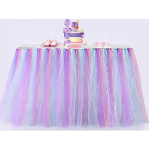 Colorful Table Skirt Tutu Tulle Tablecloth for Wedding Festival Party Table Decoration Soft Home Textile Tablecloth Accessories