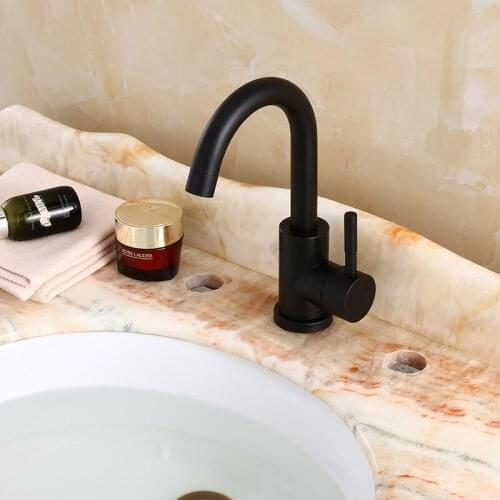 Kitchen High-quality 304 stainless steel black folding basin faucet 360 degree rotating hot&cold mixer tap crane