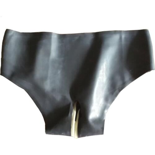Latex Shorts Panties Rubber Women With Briefs Crotch Opened Handmade Underwear RPW013