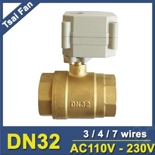 AC110V-230V 3/4/7 Wires 1-1/4'' Motorized Ball Valves BSP or NPT Thread DN32 Brass Actuated Ball Valve With Indicator