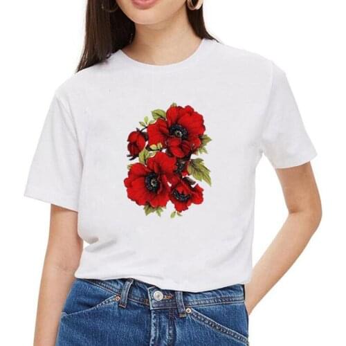 Fashion Floral Flower Print Tee Shirt Femme Summer Short Sleeve Hipster T Shirt Women Tops Casual Harajuku Tshirt Camiseta Mujer