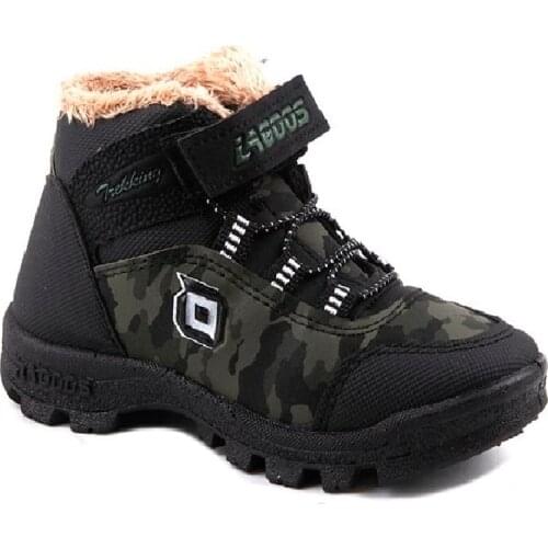 Male Child boots Furry Camouflage Boots against the cold-proof fashion kids' hiking boots children shoes casual shoes 2020