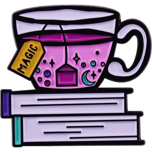 Drink tea and reading Enamel Pin Happiness is a cup of tea and a good book Literary Gifts