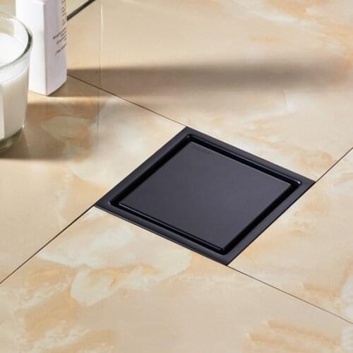 Modern Pure Black Invisible Shower Floor Drain /Bathroom Balcony Use 304Stainless Steel Rapid Drainage Tile Insert Square Drains