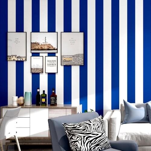 Blue Striped Wallpaper Modern PVC Waterproof Wall Papers Home Decor Living Room Bedroom Sofa TV Background Papel De Parede 3D