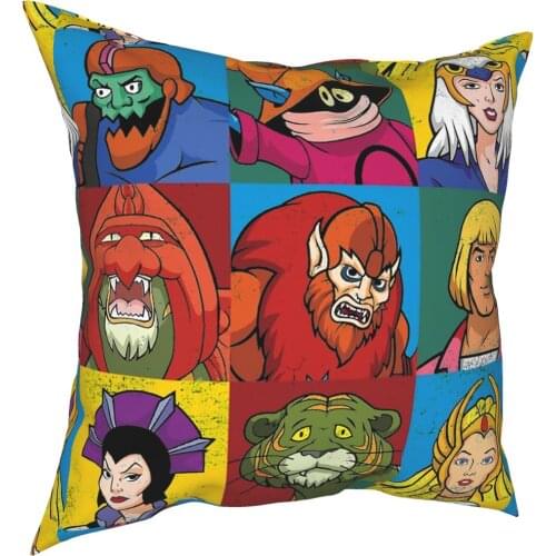 He Man And Friends Square Pillow Case Cushions for Sofa Masters Of Universe Skeletor Heman 80s Cartoon Pillowcover Home Decor
