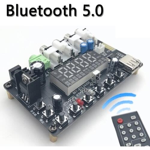 MP3 player decoder board with display DC12V Bluetooth 5.0 USB lossless playback AUX FM radio module supports headphone amplifier
