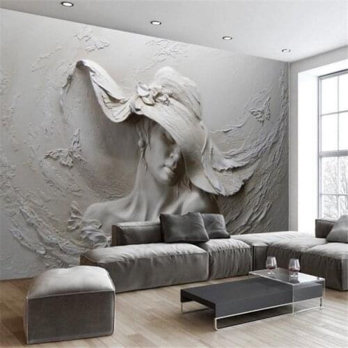Custom Photo Wallpaper Murals for Walls 3D Stereo Embossed Characters Sculpture Photo Wallpaper Living Room Bedside Decor Mural