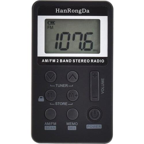 Mini Handheld Radio Portable FM AM 2 Band Digital Pocket radio Receiver earphone Speaker For Walkman go hiking