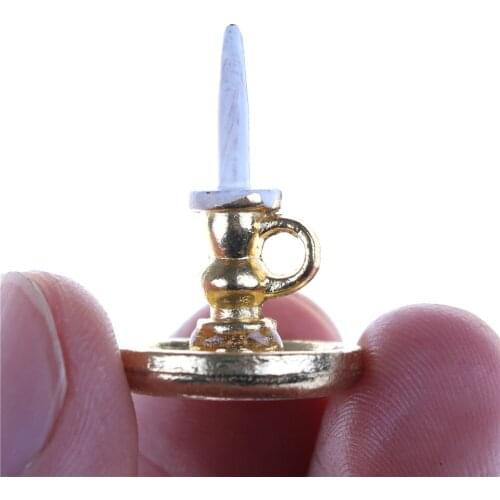 Retro 1:12 Scale Single Candlestick Candle Sconces Wall Lamp Miniature Doll House Decoration Accessory Light Model Gift for Doll