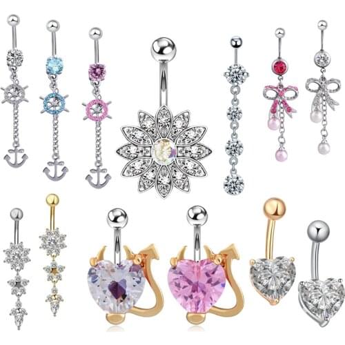 1PC Surgical Steel Piercings Ombligo 14G Women Navel Piercing Belly Piercings Belly Button Piercing Dangle Earrings Body Jewelry