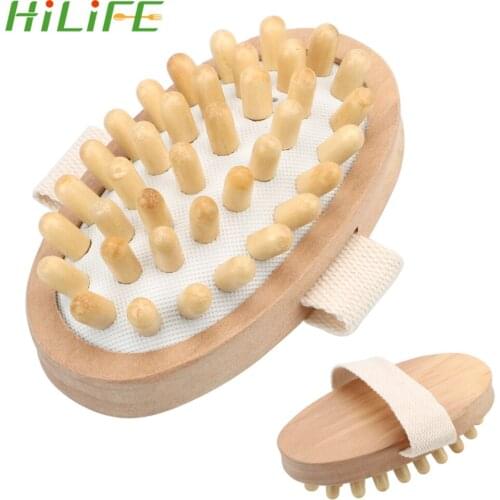 Body Brush Relieve Tense Muscles Cellulite Reduction SPA Shower Brush Wooden Body Massager Natural Wood Head Scalp Massage Tool
