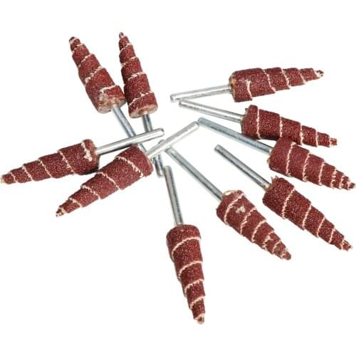 10Pcs Cone Shape Mounted Point Grinding Head Sandpaper Flap Sanding Wheel 80-400# With 1/8" Shank Polishing Abrasive Tool