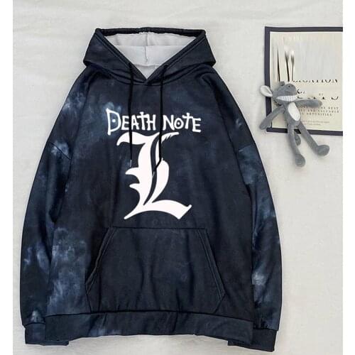 Death Note Womens Hoodie Sweatshirt Anime Harajuku Clothes Top Clothing Flame Print Hoodies Men