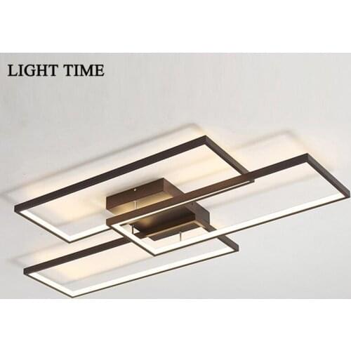 Light Time Rectangle Aluminum Modern Led Ceiling Lights for Living room Bedroom AC 110V 220V White&Black Ceiling Lamp Fixtures