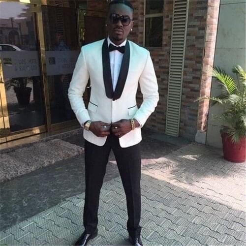 Terno Masculino Wedding Suits for Men Tuxedos White Groom Wear Tailor Suits High Quality Fit Slim Party Business Suite 2-piece