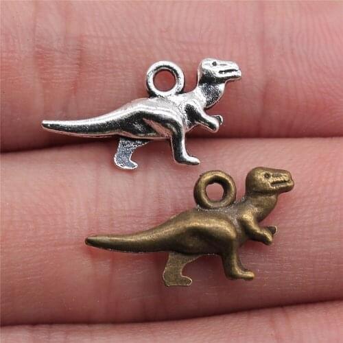 WYSIWYG 10pcs 20x12mm Antique Silver Color Antique Bronze Dinosaur Charms Dino Charms Small Dinosaur Charms