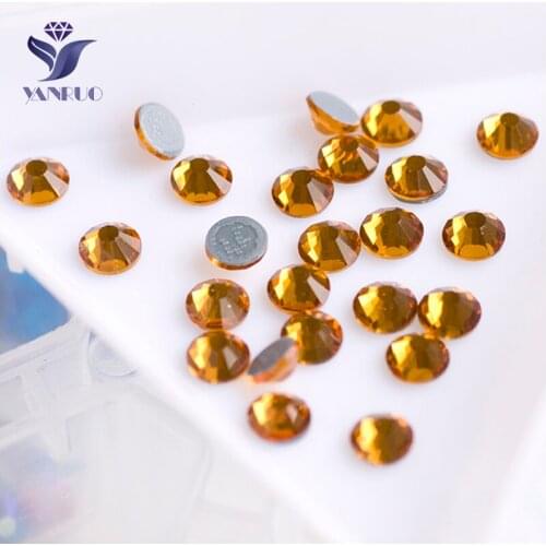 YANRUO 2028HF All Sizes Topaz Hotfix Glitter Strass Stones Crystal Rhinestones Flatback For Garment Accessories