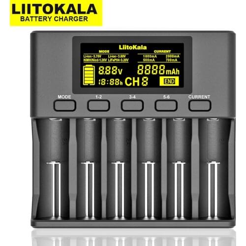 LiitoKala Lii-S6 battery Charger 6-Slot Auto-Polarity Detect For 3.7V 18650 26650 21700 32650 1.2V AA AAA batteries