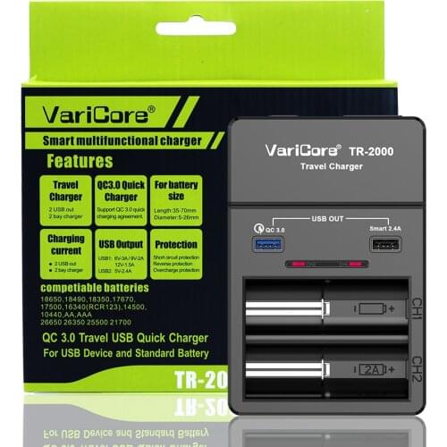 VariCore V40 V20i battery charger 18650 charger for 21700 26650 AA AAA 18350 18500 16340 17500 25500 10440 battery test capacity