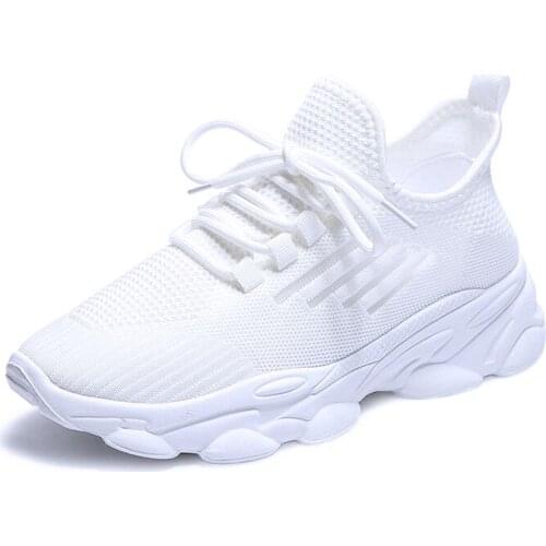 Women Casual Shoes Fashion Breathable Walking Mesh Lace Up Flat Shoes Sneakers Women 2021 Tenis Feminino White Vulcanized Shoes