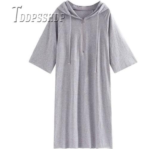 2019 Grey And Black Color Can Choose Women Dress Hoodie Autumn Female Dresses