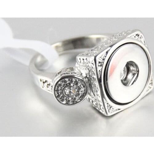10pcs/lot New Fashion Alloy Silver Square Size 17 Metal Snaps Button Ring DIY Snaps Jewelry Rings Fit Size 12mm Buttons