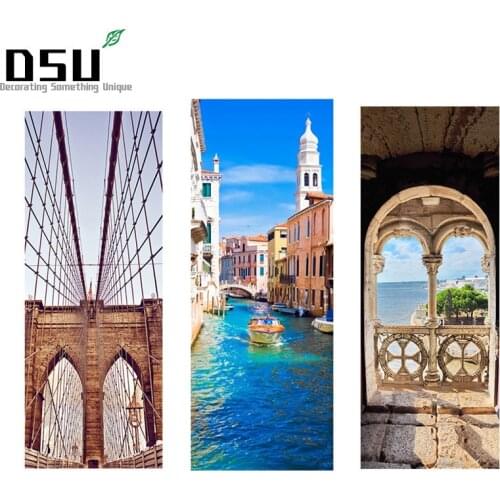 2pcs/set DIY 3D Door Stickers Beautiful Design PVC Material Waterproof Decorative Doors Poster for Bedroom Home Decor 200*77cm