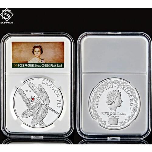 2012 Replica Tokelau Animal Dragon Fly Elizabeth II Silver Souvenir Copy Coin W/ PCCB Holder