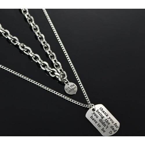 2021 Hip Hop Multi-layer Chain Choker Necklace Stainless Steel Square Round Tags Pendant Necklace Layered Jewelry for Women Girl