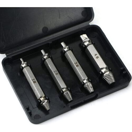 4PCS/Set Double Disassemble Screws Carpentry Screw Extractor Easy Out Set Remove Broken Bolt Drill Bit Removal Double Side Tool