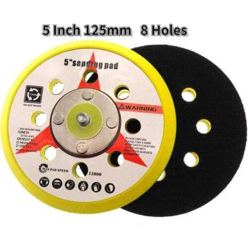 5 Inch125mm 8 Holes Sanding Pad Sanding Disc Backing Pad Pneumatic Polishing Disc Self-adhesive M8 Hook and Loop Abrasive Tools