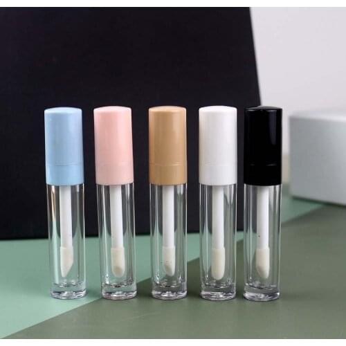 New 8ml Big Wand Plastic Clear Lip Gloss Tube Cosmetic Thick Wall Lipgloss Packaging Container with White Black Lid