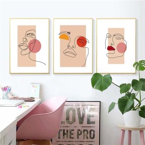 Abstract Line Figure Painting Minimalist Geometric Body Face Wall Art Canvas Poster Nordic Wall Pictures For Living Room Decor