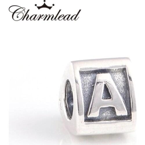 Alphabet A Charm Silver Beads Fit Europe Bracelet Charms 925 Sterling Silver Jewelry Bead DIY Lady Bracelet Jewelry