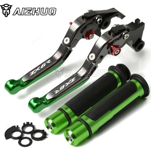 CNC Aluminum Motorcycle Accessories Brakes Clutch Lever & Handle Grips for kawasaki ZX6R ZX6RR ZX 6R 636R 6R 2000 2001 2002 2003