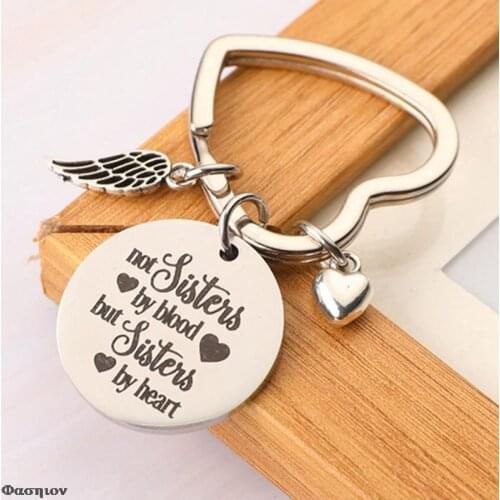 Best Friends Keychain Trendy Friendship Key Chain Sister Jewelry Gift "not Sisters By Blood But Sisters By Heart"Keychain