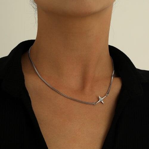 Fashion Simple Box Chain Chokers Necklaces For Women Female Punk Cross Star Necklace Clavicle Chain Jewelry Party Gifts