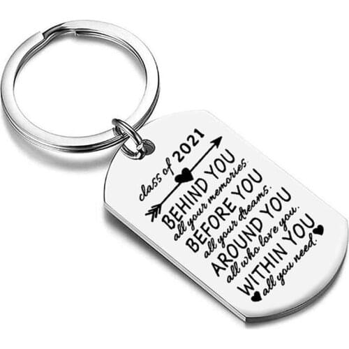 Class of 2021 Graduation Keychain for Girls Boys College Graduates, Behind You All Your Memories Inspirational Gift Key Ring
