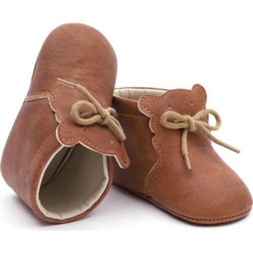 Baby Shoes Bear Pattern Soft Sole Baby Boys Shoes PU Casual Toddler Shoes For Girl Infant First Walkers