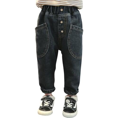 Baby Girl Jeans Solid Color Girl Child Jeans Big Pockets Jeans Kids Spring Autumn Childrens Jeans Clothes