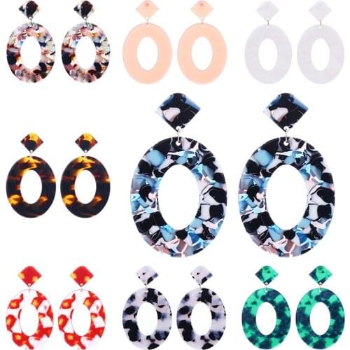 HOCOLE Trendy Leopard Print Acrylic Acetic Acid Earrings For Women Geometric Resin Pendant Drop Earring Statement Jewelry 2019